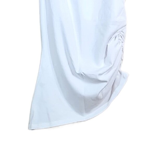 Zara Goddess Tank Womens Medium White Ruched Asymmetric Shoulder Grecian Summer - Picture 5 of 5